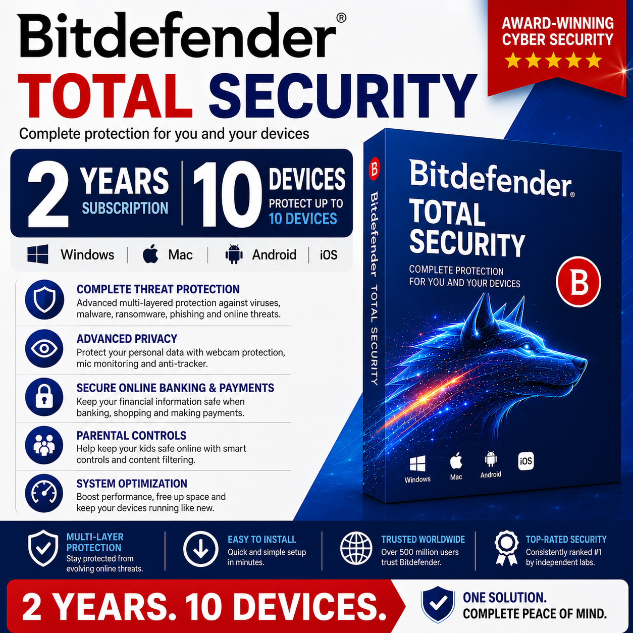 Bitdefender Total Security 2 Years 10 Devices