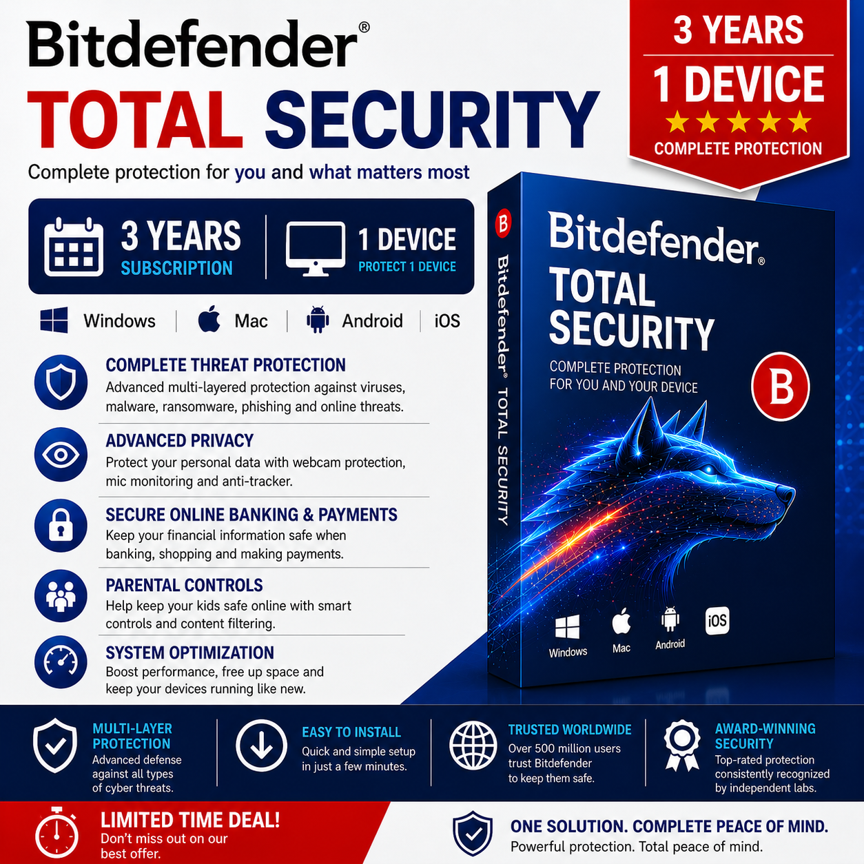 Bitdefender Total Security 3 Years 1 Device